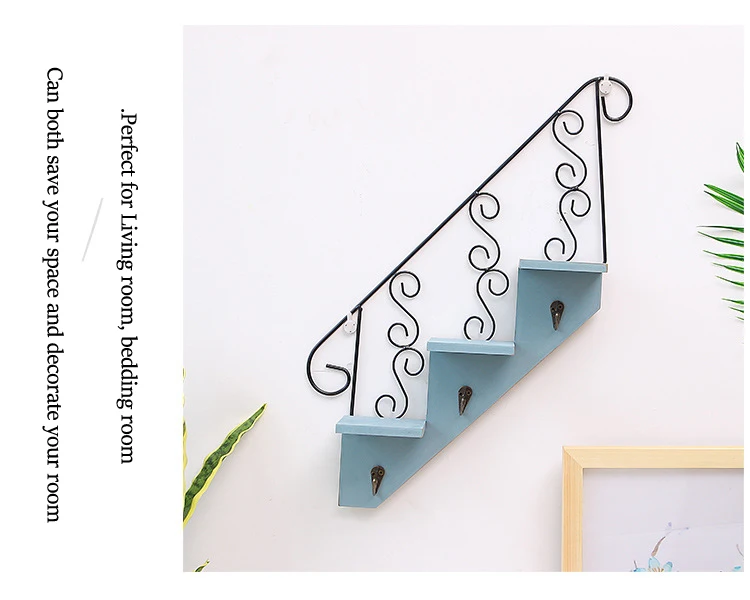 Винтажные деревянные настенные крючки для хранения, украшения для спальни, деревянный цветочный горшок, трапециевидные стеллажи для хранения, настенные крючки для одежды и ключей