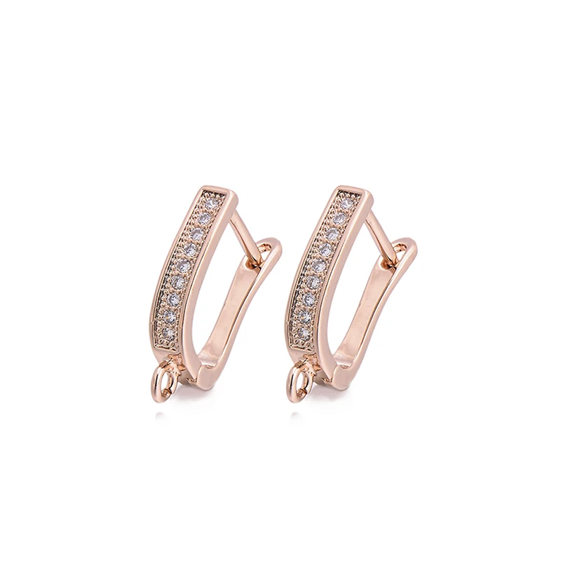 rose gold Pipitree DIY серьги-кольца фурнитура для изготовления ювелирных изделий Медь CZ Циркон Серебро Золото Цвет Круглые Серьги Крючки застежки аксессуары - Цвет: rose gold