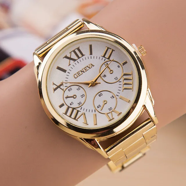 

Fashion Ladies Watches Women Watches Geneva Luxury Gold Stainless Steel Watch Quartz Montre Femme Bayan Kol Saat Reloj Mujer