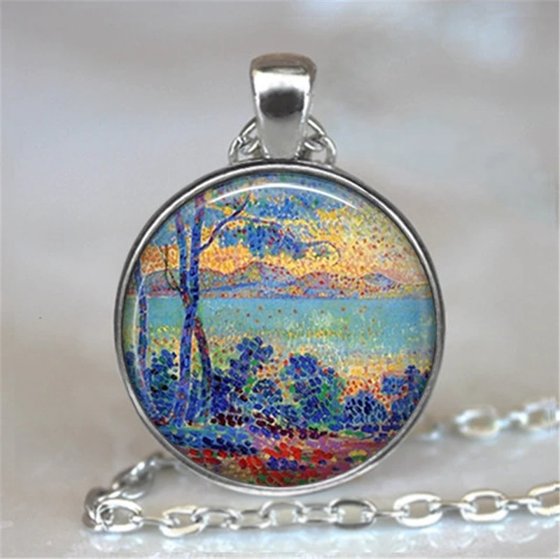 Monet's Water Lily Pond Art кулон с кабошонами из стекла женское ожерелье модные ювелирные