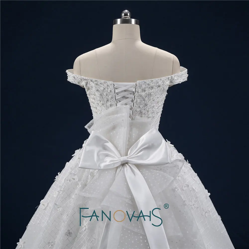 Лодка Шеи Свадебные Платья Роскошные Полный Бисер Жемчуг Vestido Dе Novia 2019 Старинные