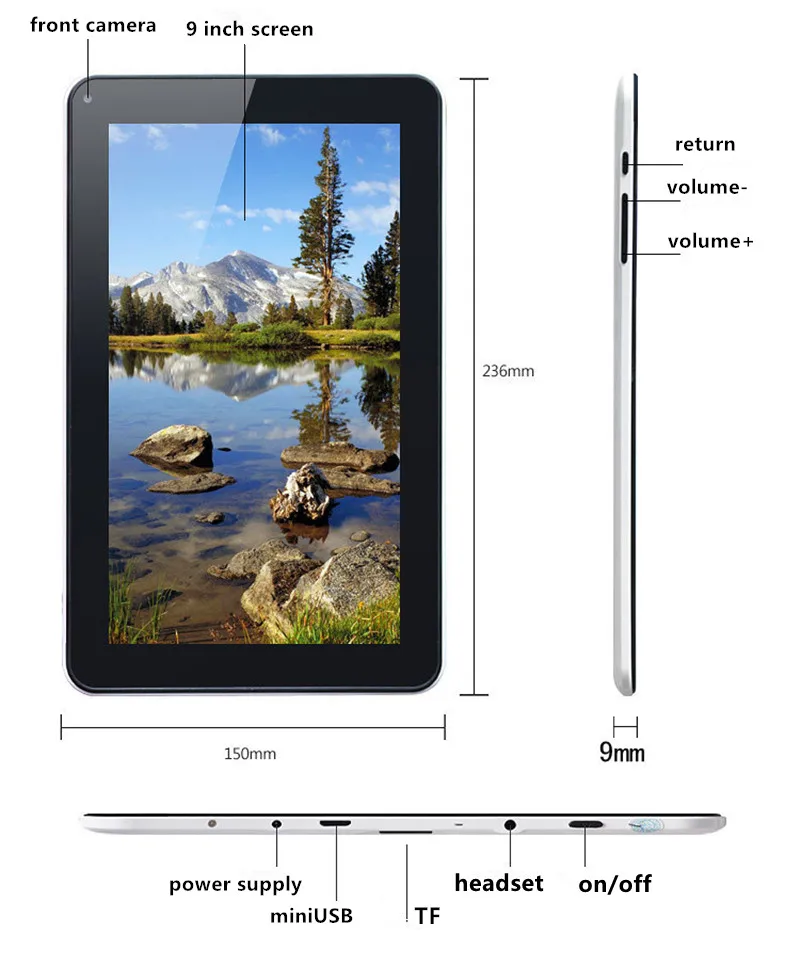 9 дюймов 8G MP4/3 Bluetooth HD плеер планшет беспроводная видео фото запись электронная книга wifi Интернет игровая консоль Android система 4,4