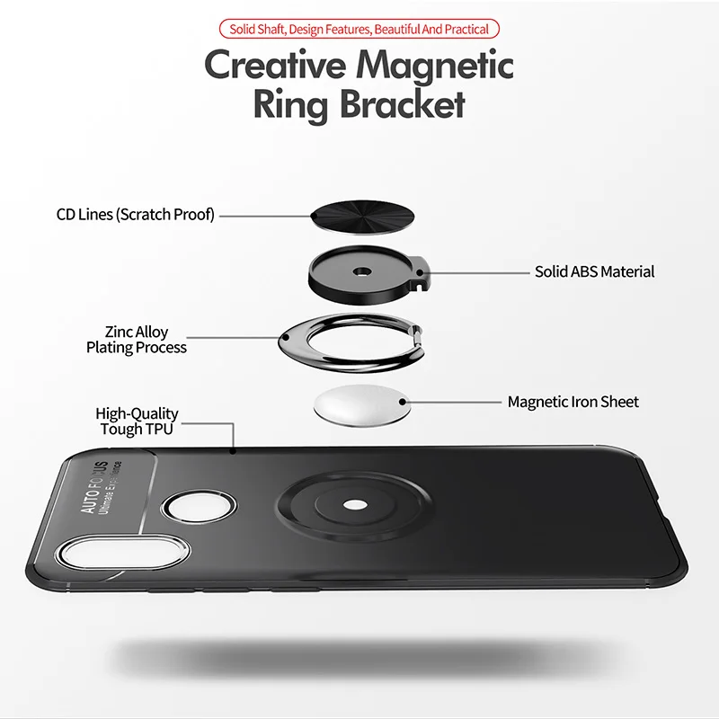 Для huawei Y9 2019 чехол Вращающийся палец кольцо для телефона на магните с Мягкий