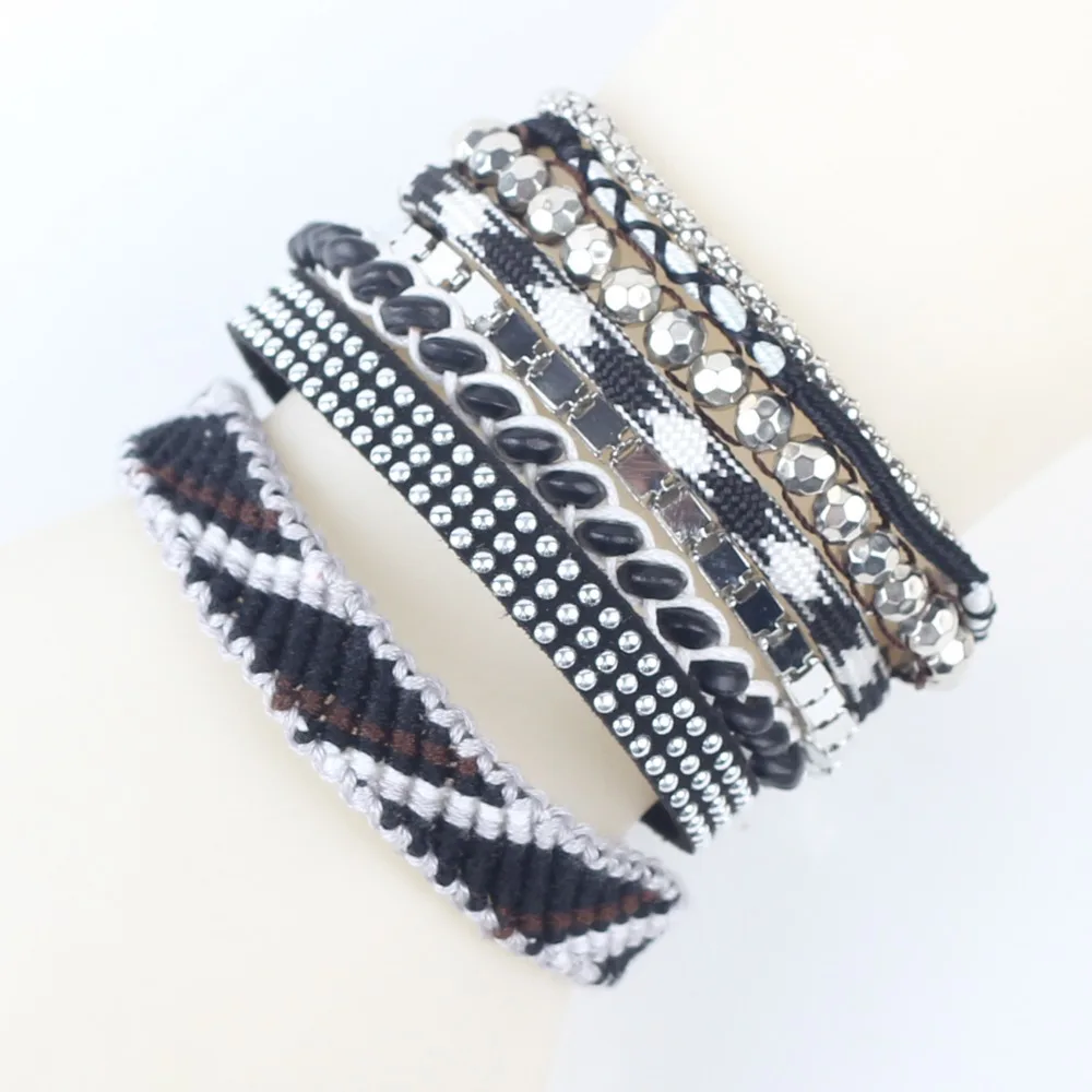 Newei 2015 Горячие Роскошные плетеные браслеты ручной работы из бисера Многослойные