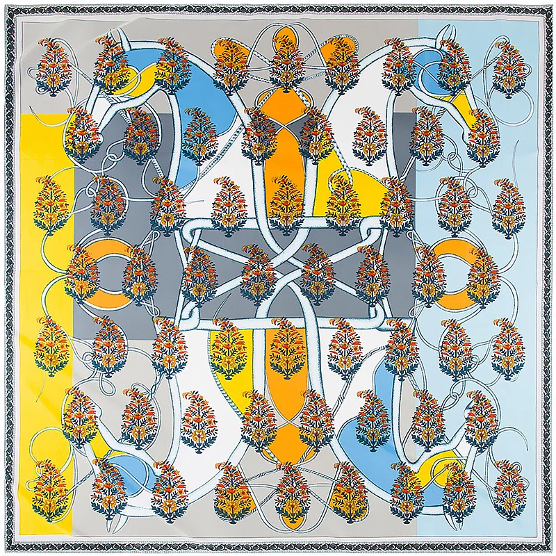 Женский саржевый шелковый шарф POBING роскошный брендовый квадратный с принтом