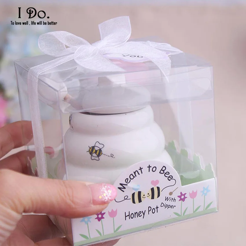Бесплатная доставка керамический пчелиный мед банка свадебные сувениры и