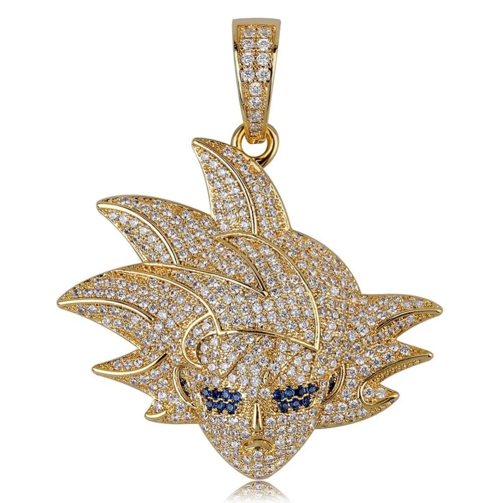 Хип хоп Bling Ice Out AAA CZ Циркон мультфильм Dragon Ball персонажи ужин Saiyan GOKU кулон ожерелье мужчины рэппер ювелирные изделия