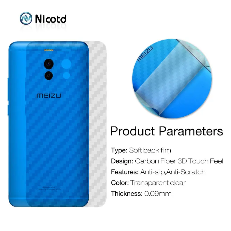 Nicodd 3D защита экрана из углеродного волокна для Meilan Note 9 M6 M6T задняя крышка Защитная