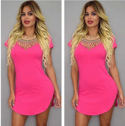 summer style Women white tshirt dress sexy bandage short beach cotton long tops tee night club party dresses vestidos robe | Женская