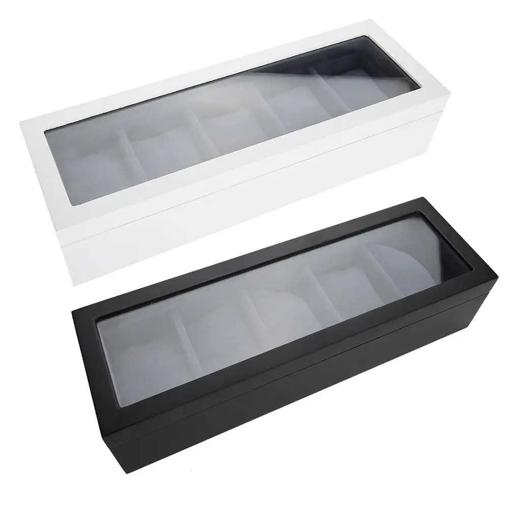 5 решеток коробка для часов с лаком чехол дисплея хранения Органайзер ювелирных