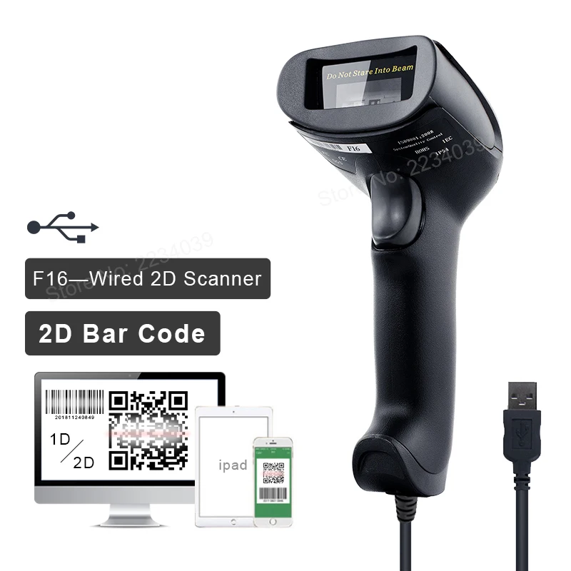 Портативный USB проводной qr-считыватель штрих-кодов Plug and Play 1D/2D сканер штрих-кодов с сканированием экрана для супермаркета ресторана экспресс