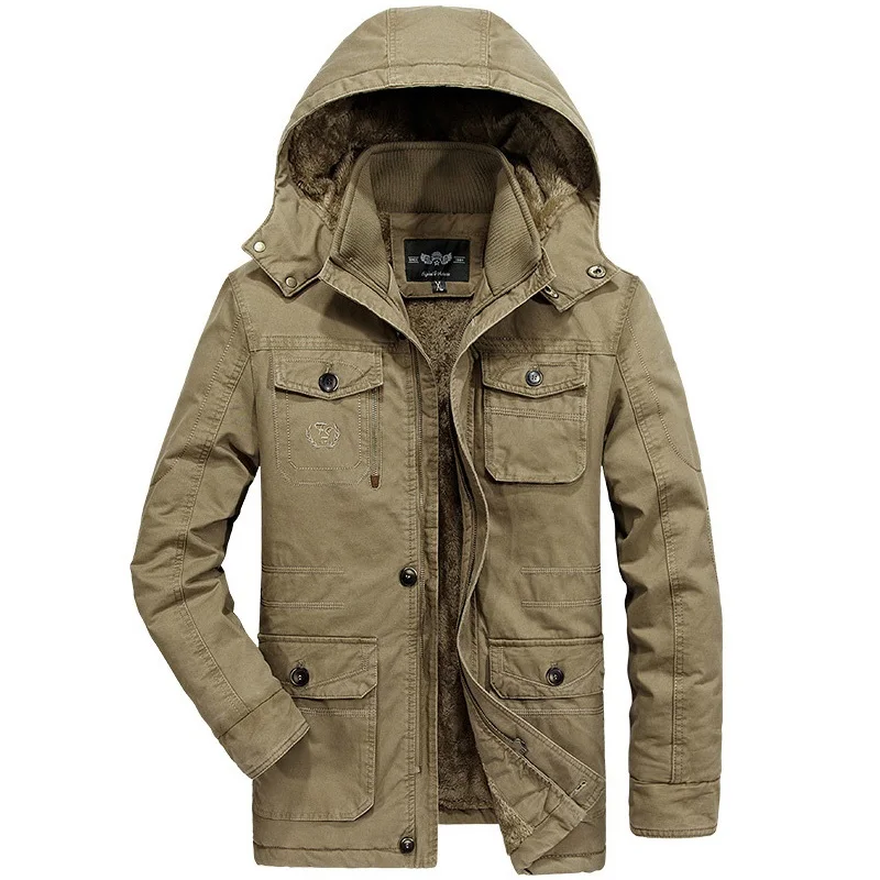 

Winter Parkas Men Jackets and Coats Thick Warm Overcoat Parka Men Windbreaker Hooded Collar Big Size L-6XL Fleece Parka Hombre