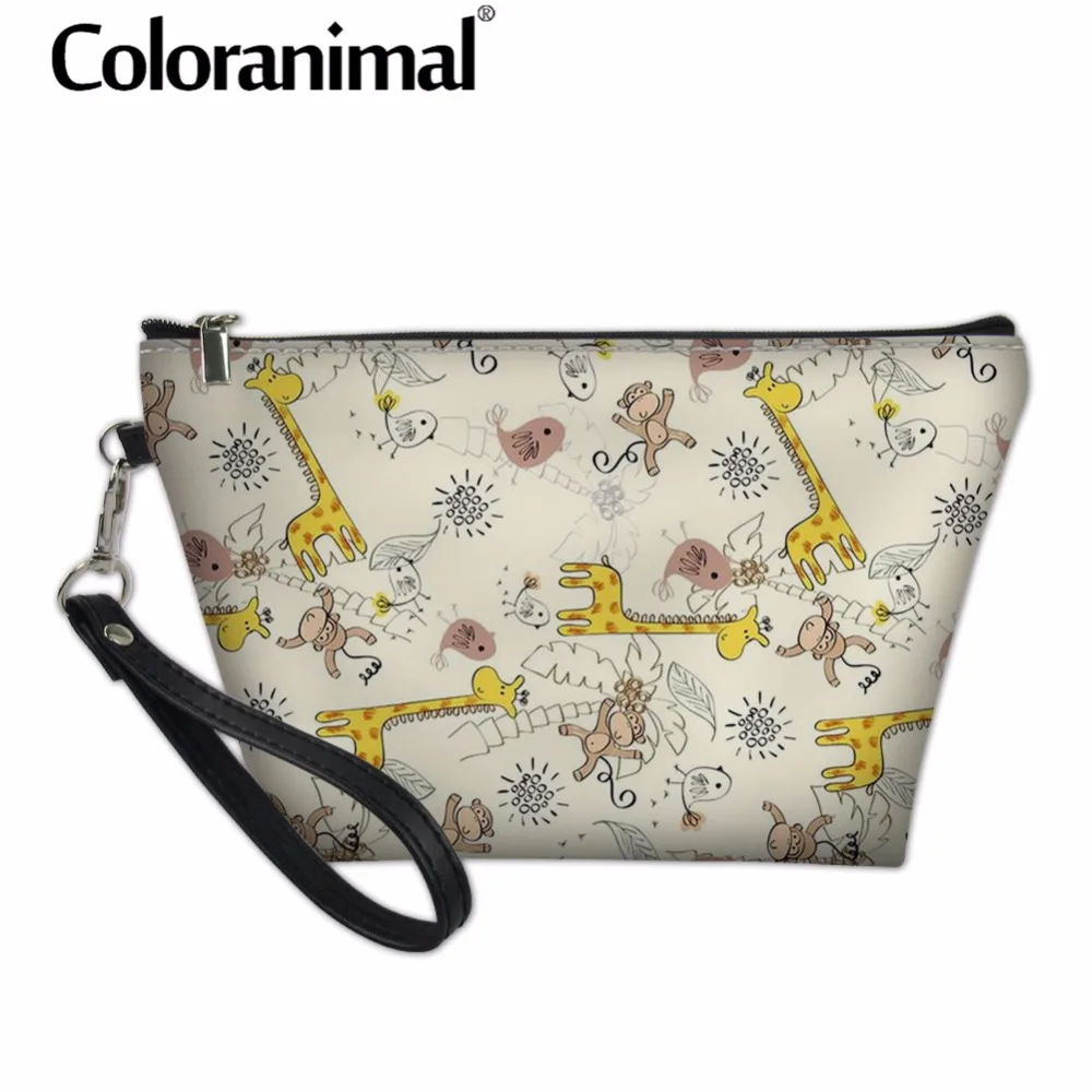 

Coloranimal 3D Famous Animal Giraffe Print Women Leather Makeup Case Travel Tote Mini Pocket Cosmetic Bag Toiletry Organizer Bag
