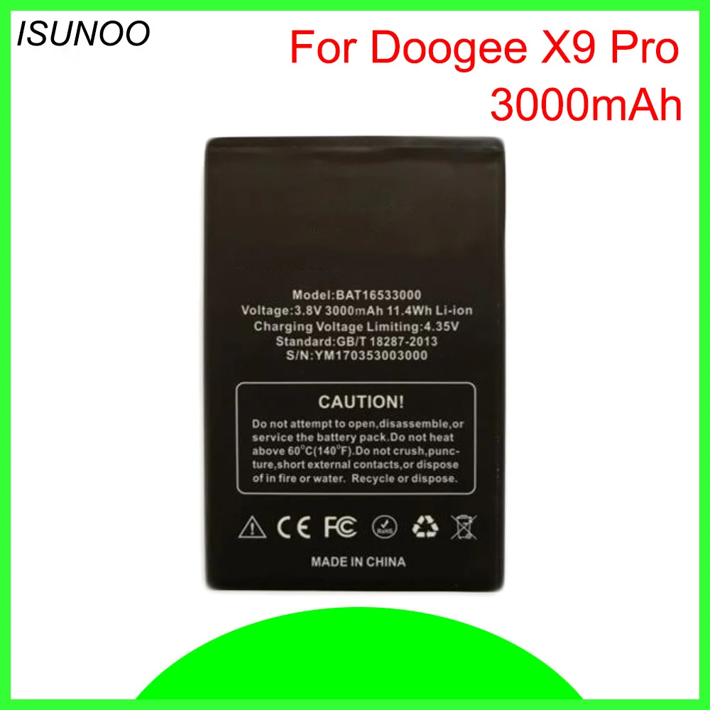 ISUNOO 5шт./лот 3 8 в 3000 мАч аккумулятор Для DOOGEE X9 pro BAT16533000 Сменный для 5 дюймов