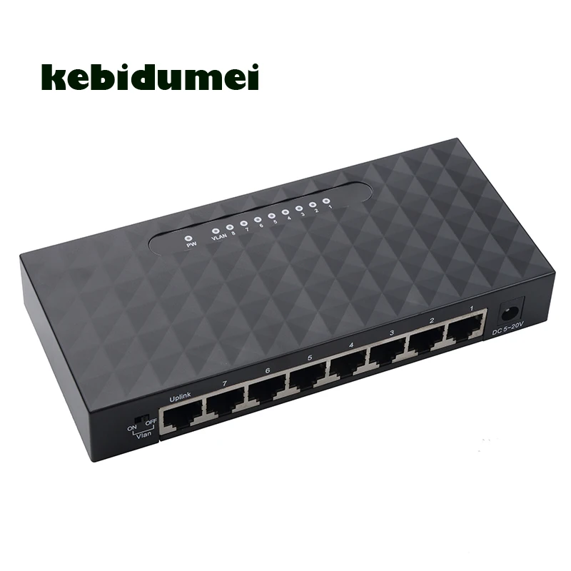 Сетевой коммутатор kebidumei Ethernet 8 портов гигабитный концентратор 10/100 Мбит/с базовый