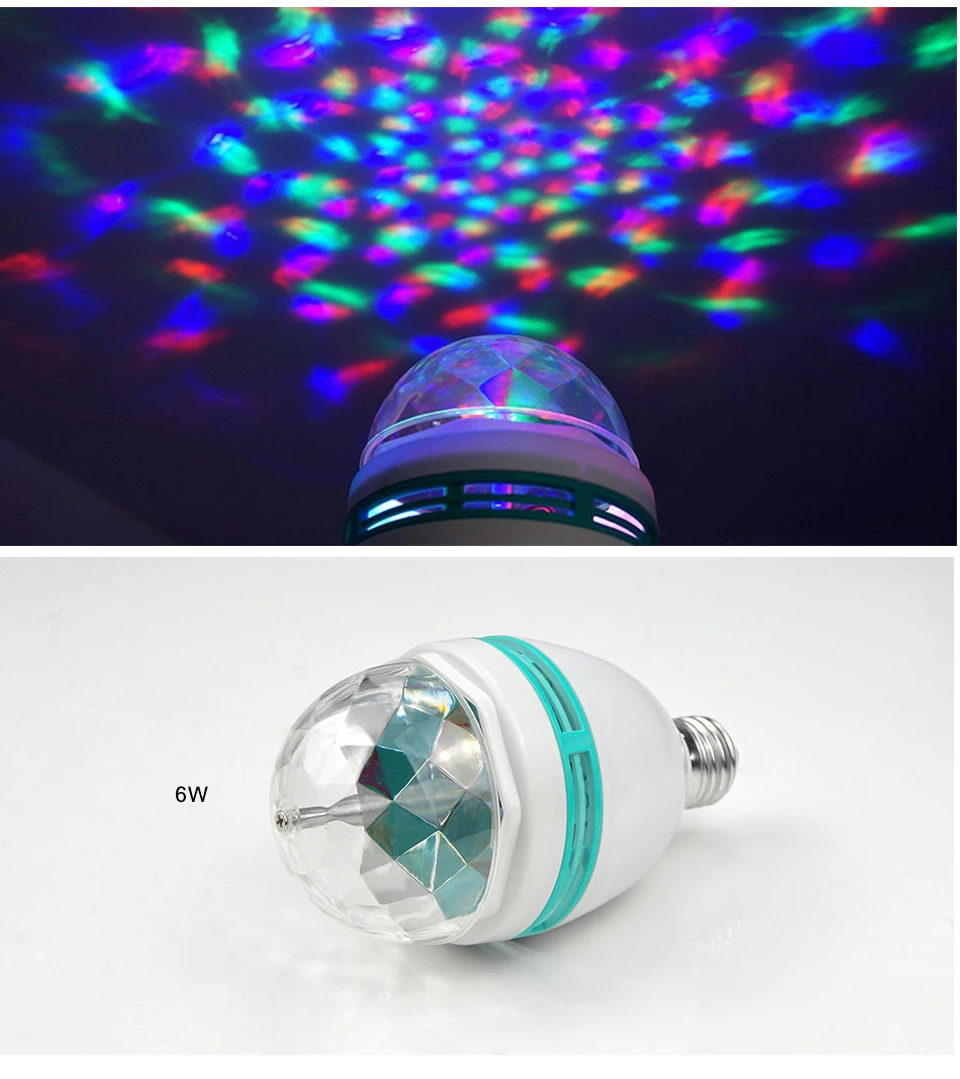 E27 6 Вт цветной автоматический вращающийся RGB светодиодный светильник, сценический светильник, вечерние лампы, лазерный диско-светильник для украшения дома, светильник ing, лампы