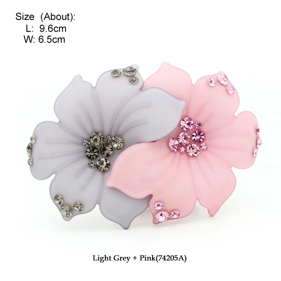 pink light grey Аксессуары для волос-Цветочные заколки для волос для женщин-заколка для волос-стразы для волос-украшения для волос на выпускной 2 шт.(купить один бесплатный - Окраска металла: pink light grey