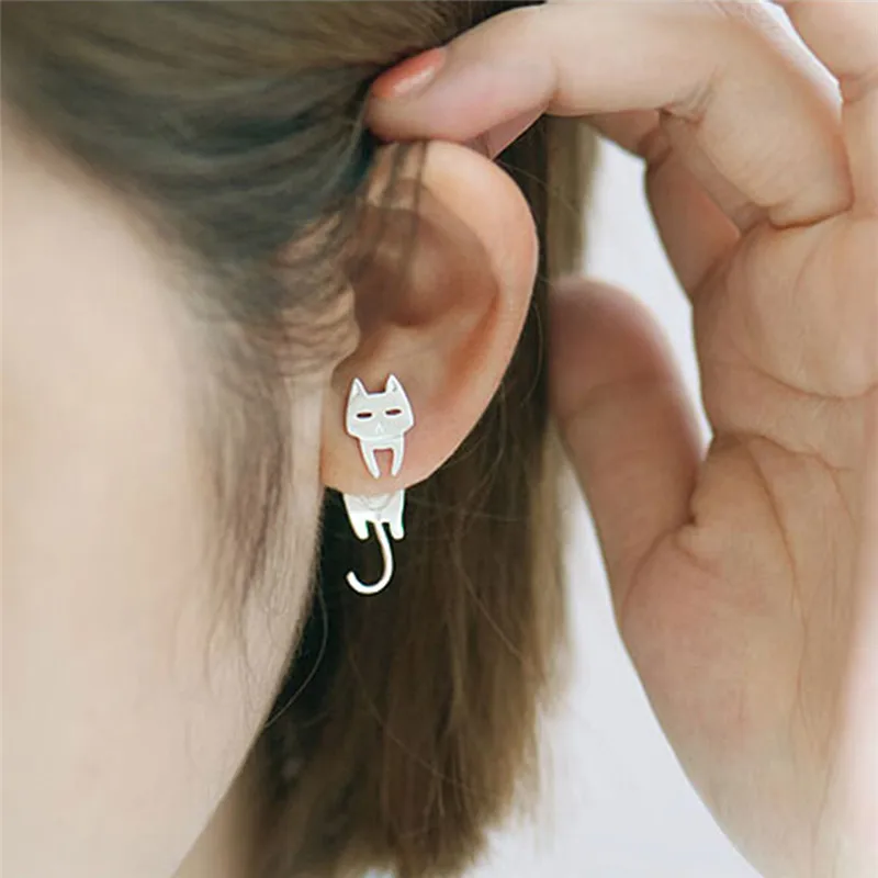 ROXI 925 серебро кошка рыба серьги гвоздики для женщин подарок гипоаллергенные стерлинговые серебряные серьги ювелирные изделия Букле d'oreille