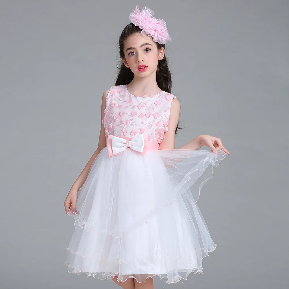 Платье принцессы с цветочным узором для девочек детская одежда праздничные