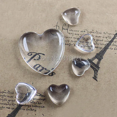 (50 шт./лот) Новые Прозрачные Стеклянные Кабошоны кабошоны любовь сердце камея