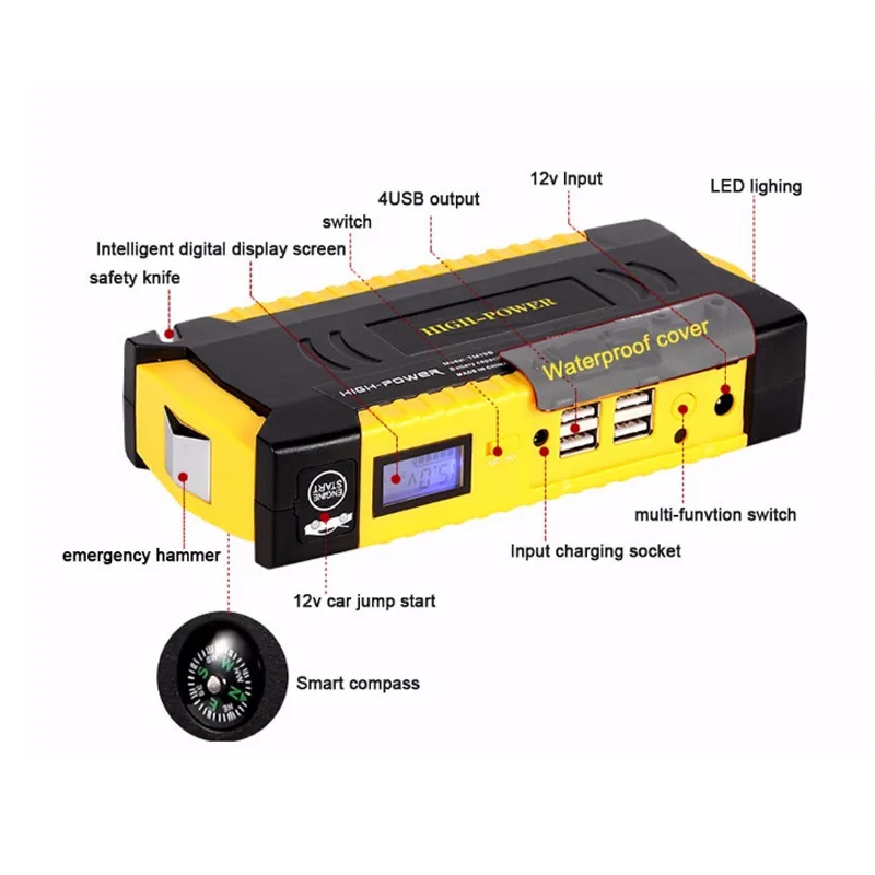 LUNDA 4USB 19B 600A портативный автомобильный скачок стартер аварийный внешний