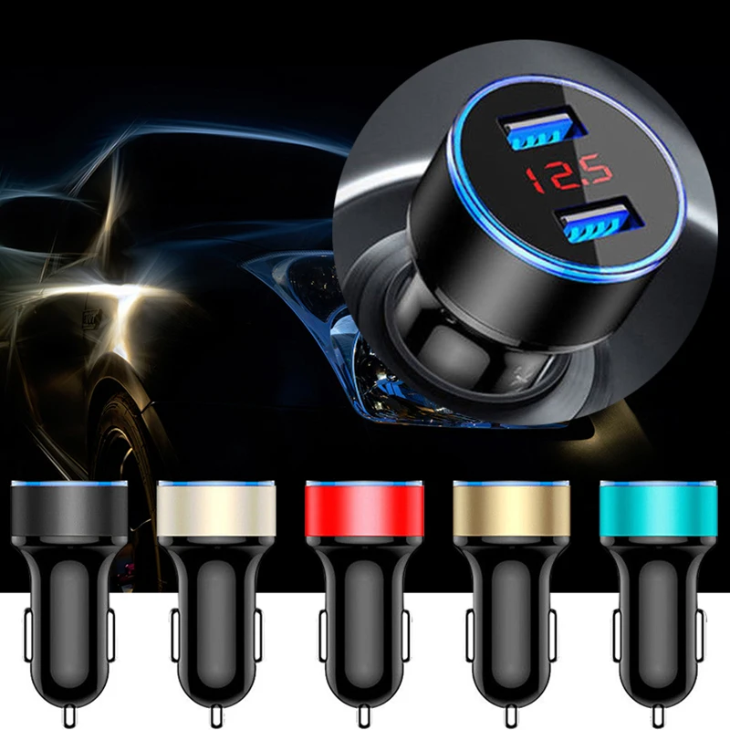 Быстрая зарядка с двумя портами 5 в 3.1A USB Автомобильное зарядное устройство для сигарет Быстрая зарядка цифровой светодиодный вольтметр для смартфона
