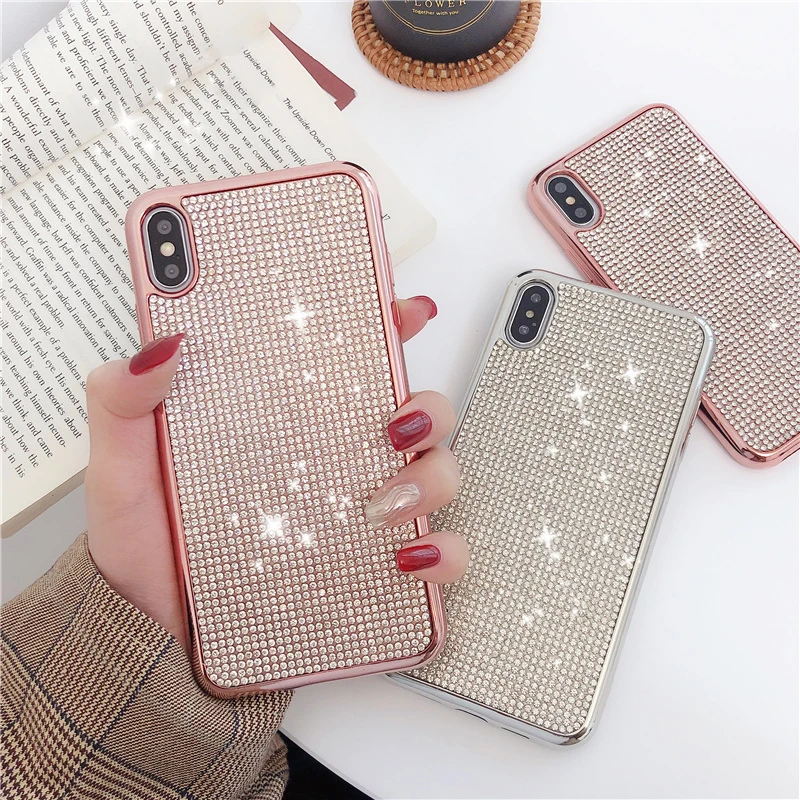 Роскошный чехол для iphone X 10 XR XS Max 7 8 6 S Plus мягкий с бриллиантами 6Plus 7Pus 8Plus
