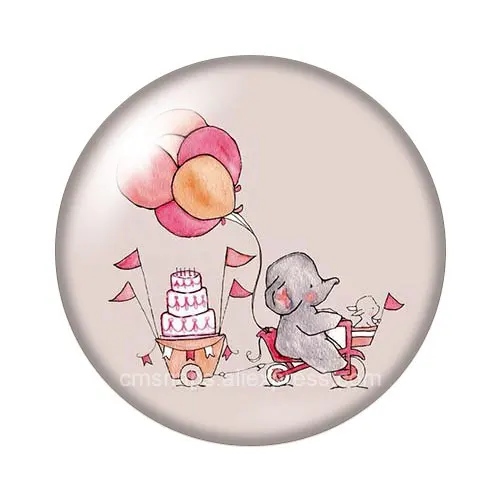 A Красивый милый слон из мультфильма 10 шт смешанный 12 мм/16 мм/18 мм/25 мм круглый стеклянный кабошон демонстрационный плоский задний делая результаты ZB1045 - Цвет: A