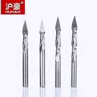 HUHAO 10 шт.лот 3,175 мм 2 спиральные пирамидальные гравировальные насадки для дерева фрезерный станок с ЧПУ Бит резьба нож Степень 30 для 2D 3D скульптура