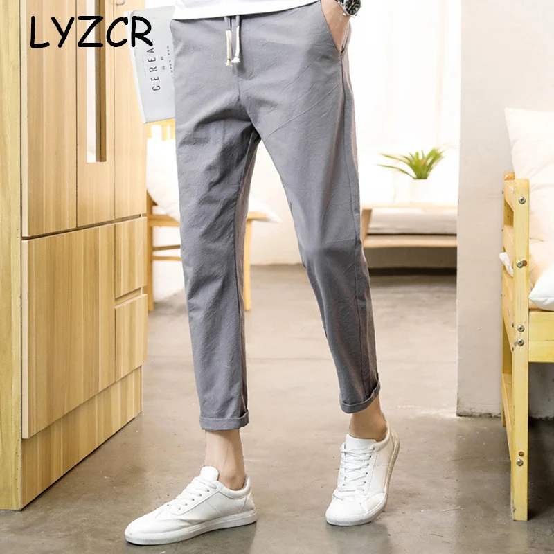 Брюки шаровары мужские хлопковые летние свободные с эластичной талией серого