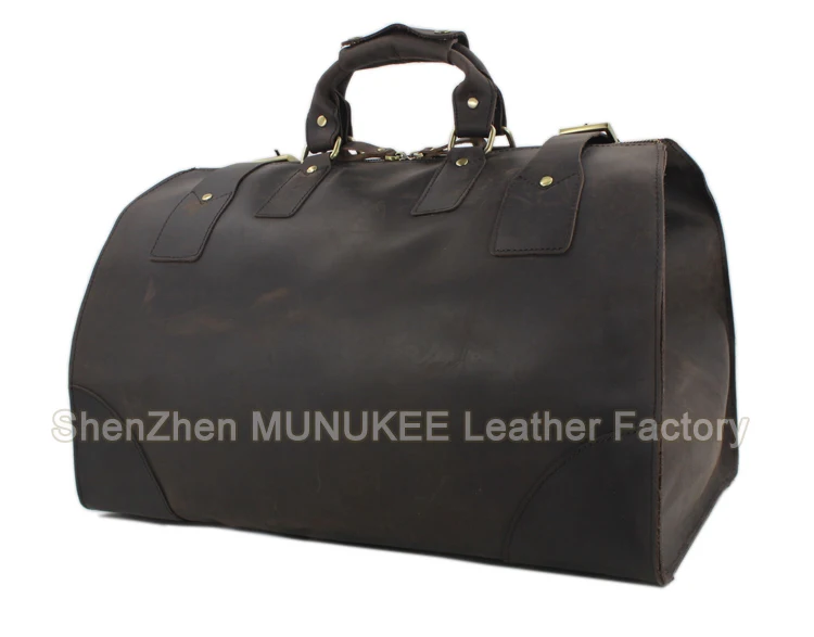2018 Vintage Crazy Horse Leather Men's Travel Bags Leather Duffle Bag Luggage Travel Bags Men Large Tote Bag big Handbag Brown