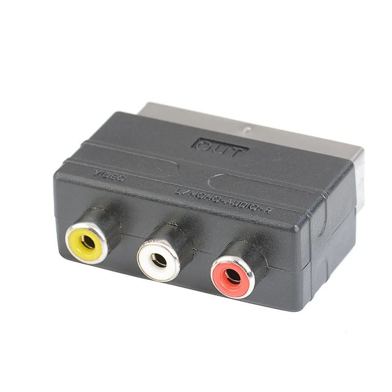 Пластиковый черный Scart Мужской к 3RCA Женский адаптер бытовой проектор разъем