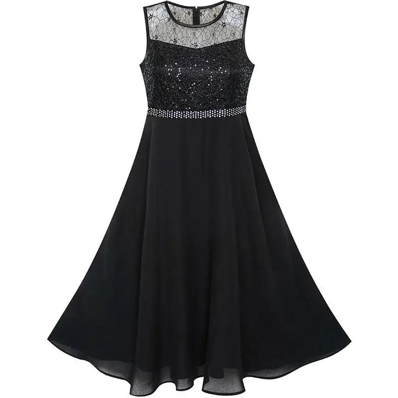Flower Girl Dress Rhinestone Chiffon Bridesmaid Dance Ball Maxi Prom Gown 2020 Summer Princess Wedding Party Size 6-14 Carnival | Детская