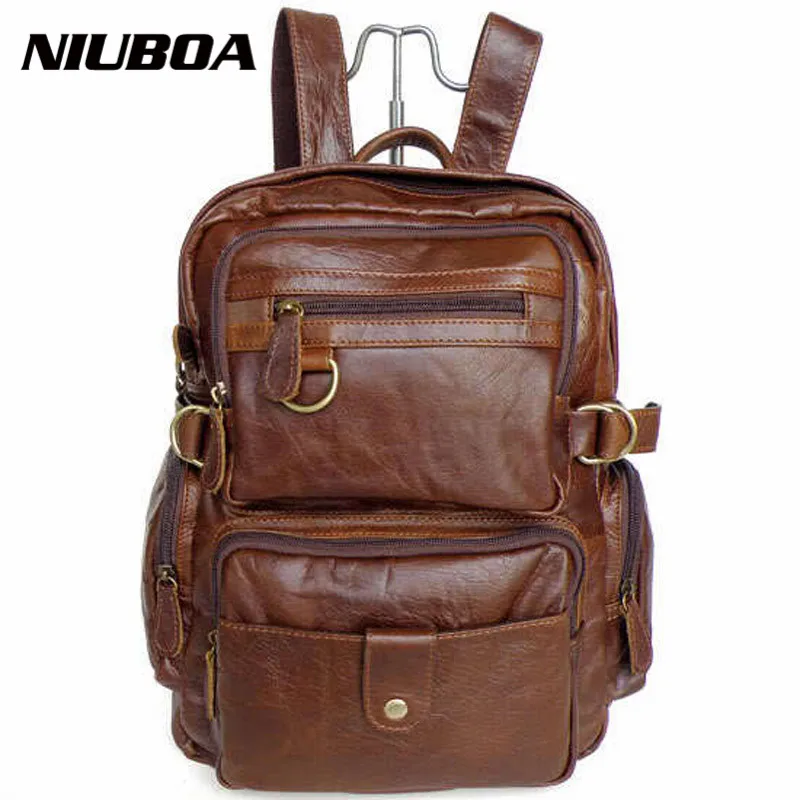 Рюкзак NIUBOA из 100% натуральной кожи модный рюкзак высокого качества воловьей