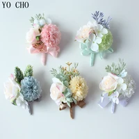 yo cho rose boutonniere bride wrist corsages artificial silk flowers bridegroom wedding meeting party unique personal adornments