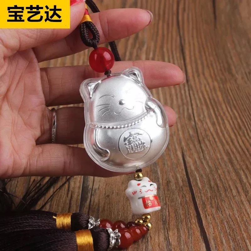

High-end silver products lucky cat car pendant Pendant home ornaments