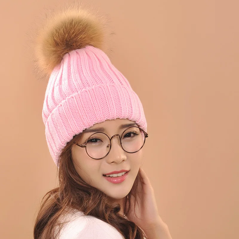 Лидер продаж меховая шапка с помпонами зимняя женская для девочек вязаная