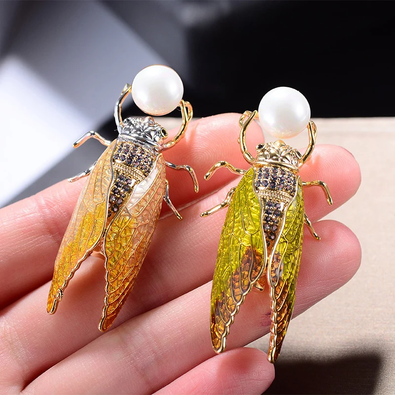 Muylinda Cicada, брошь в виде жука, стразы на булавке, модные стразы, заколки в виде насекомых, женские броши, брошь на шарф, ювелирное изделие