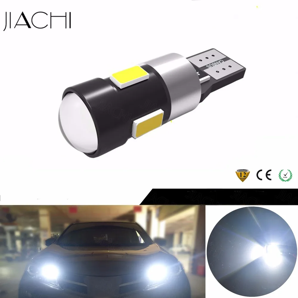JIACHI 100 шт. Оптовая Продажа T10 светодиодный лампы W5W CANBUS 194 168 2825 501 авто Замена 5730 SMD 6 s