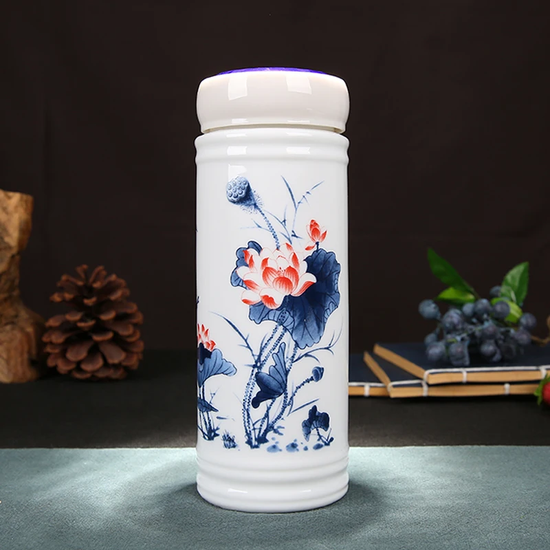 Портативный двухслойный керамический термос Jingdezhen дорожные вакуумные