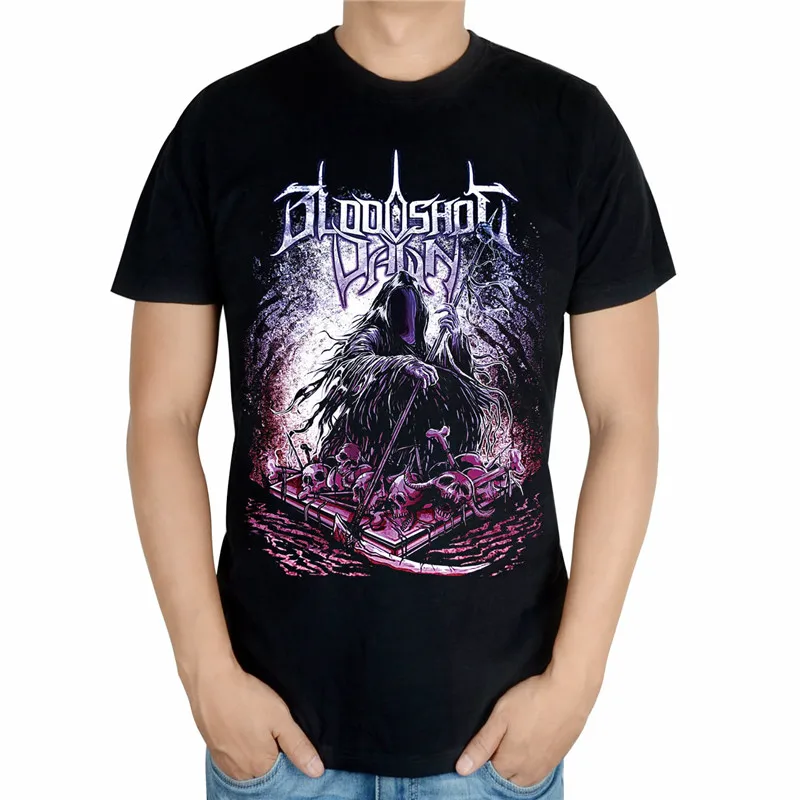 

Хлопковая футболка с коротким рукавом, принтом, 5 видов, Bloodshot, рассвет, рок, 3D череп, волшебник, фитнес, хэви-метал, скейтборд