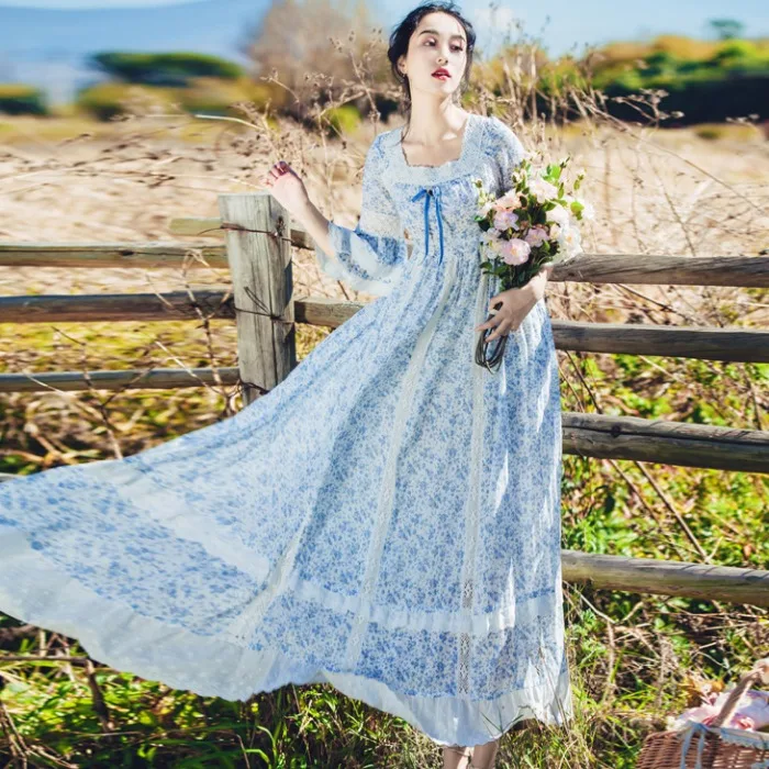 Новая мода в викторианском стиле французский Винтажное платье Женский