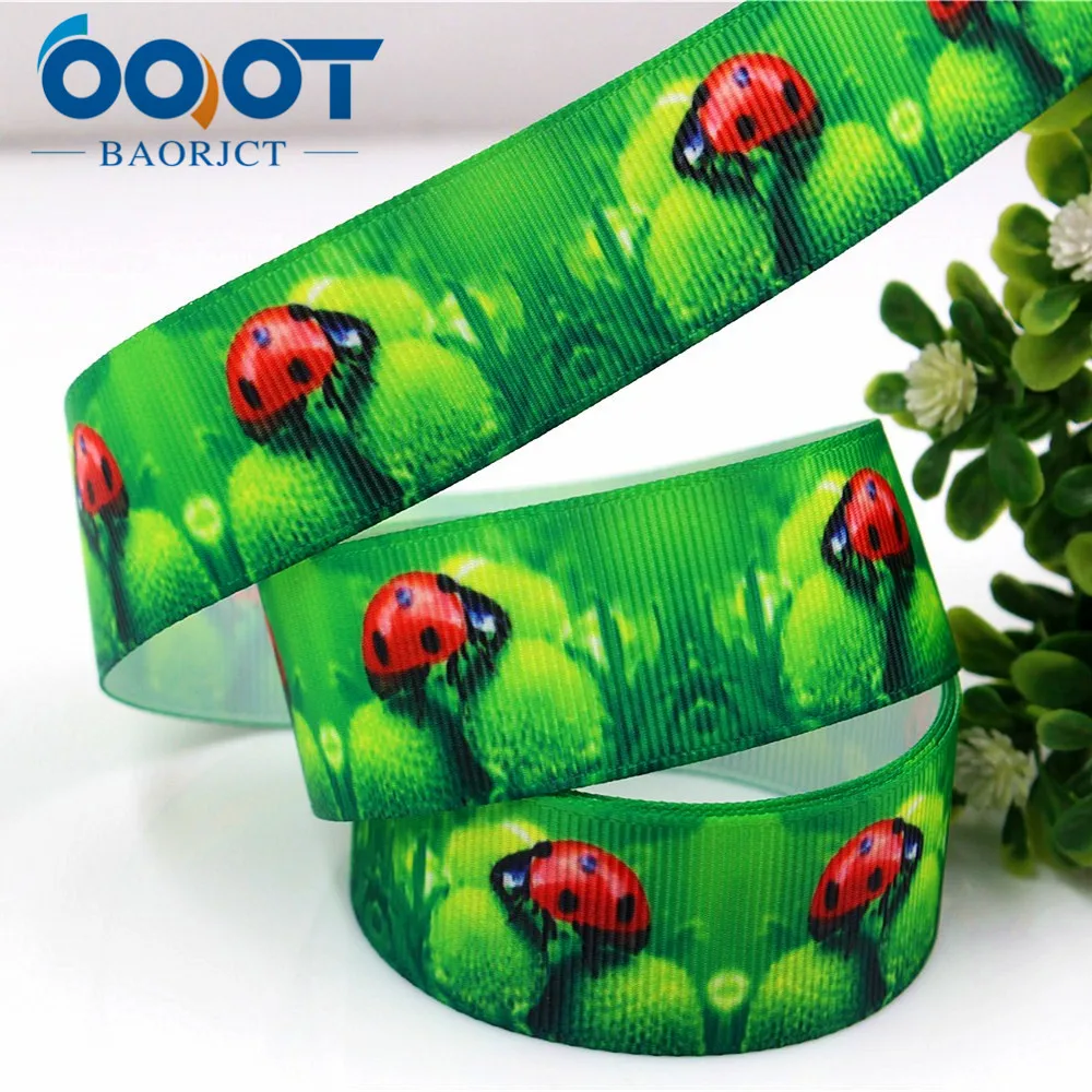 Ленты OOOT BAORJCT 176206 25 мм 10 ярдов Мультяшные термотрансферные печатные grosgrain