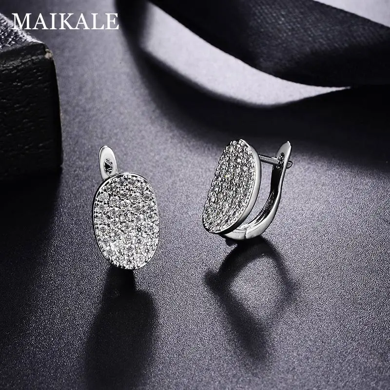 MAIKALE, круглые серьги, покрытые золотом, серебром, белым, высокое качество, кубический цирконий, новые простые корейские серьги для женщин, подарок другу