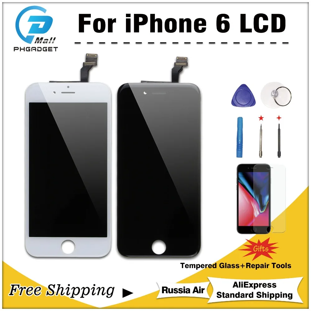 100% AAA Качество Замена ЖК дисплей для iphone 6 экран дигитайзер сборка 4 7 дюймов без