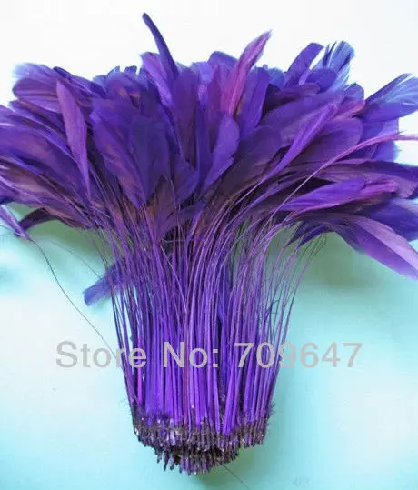 100PCS/LOT 6-8 (15-20cm)  Purple  Stripped Coque Rooster Feathers, feathers decoration, feathers for hats, craft feathers