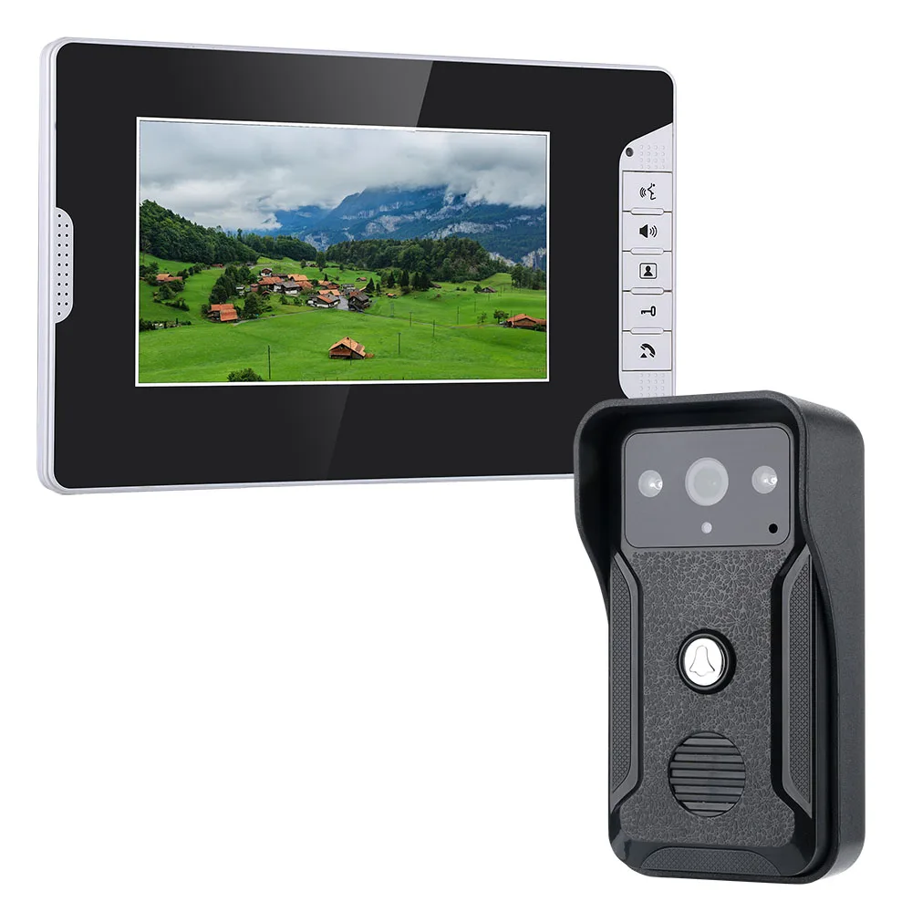 7 Inch Video Door Phone Doorbell Intercom Kit 1-camera 1-monitor Night Vision with 700TVL Camera
