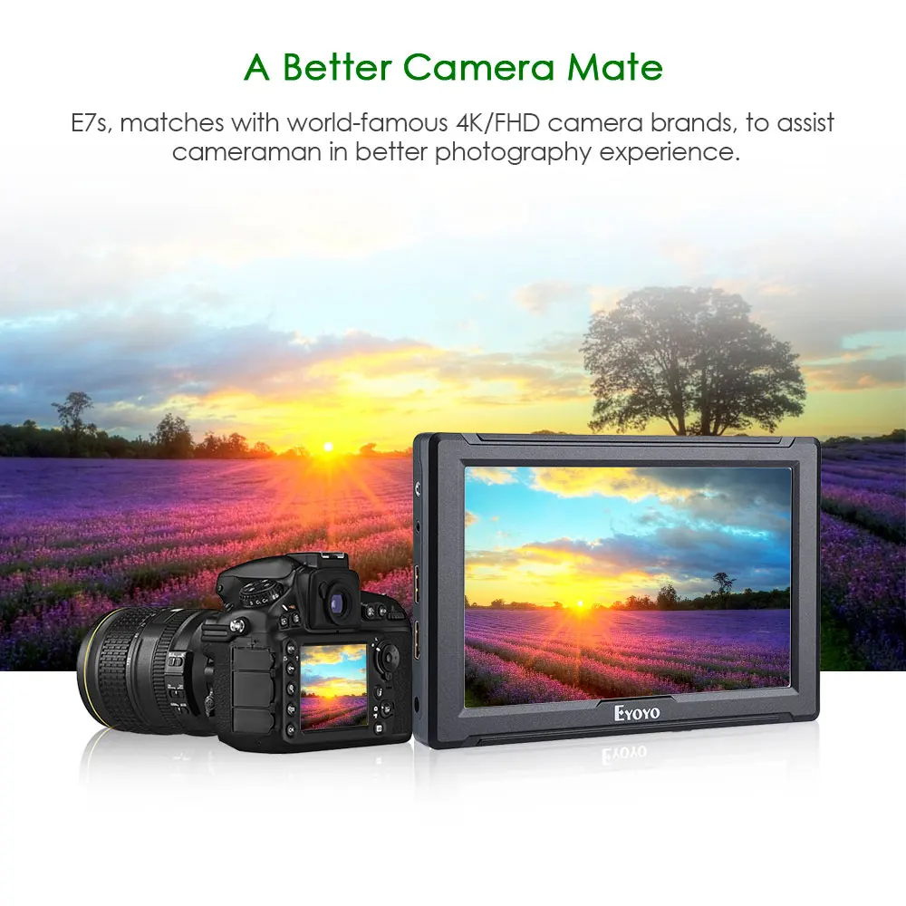 E7S 7 &quotдюймовый монитор 4 k dslr на поле камеры DSLR небольшой Full HD 1920x1080 ips видео HDMI для