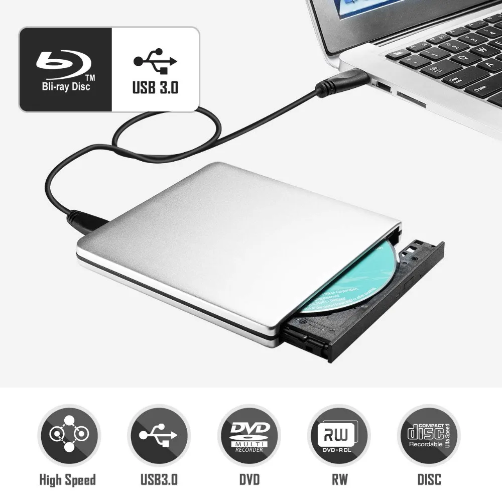 USB 3,0 Bluray привод BD-RW записывающее устройство CD/DVD rom Оптический привод Портативный Внешний Blu ray плеер для hp ноутбук компьютер Apple