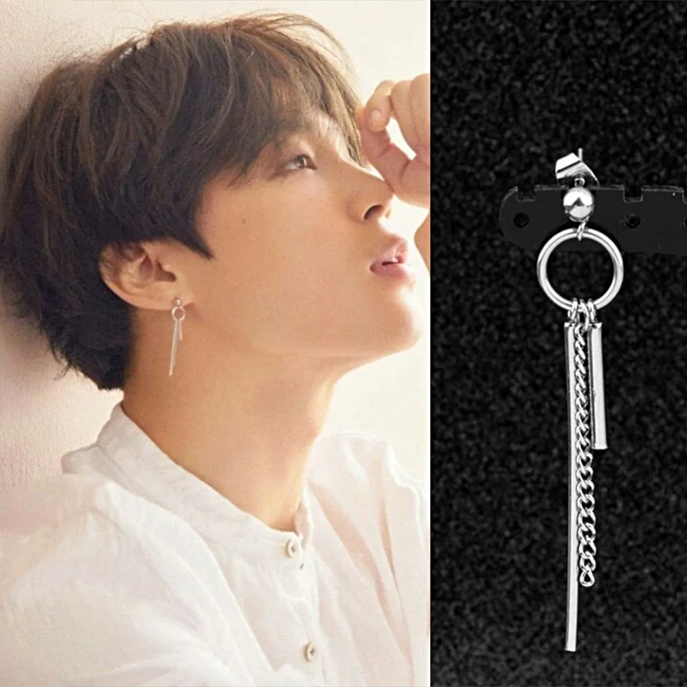 Мужские Серьги KPOP из нержавеющей стали 1 шт. корейские модные длинные готические
